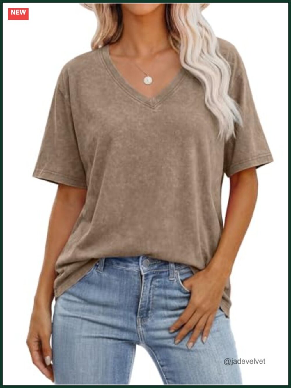 Oversized Acid Washed V-Neck T-Shirt Short Sleeve Vintage Tee